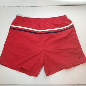 Men's Nautica Swimming Shorts Striped Red